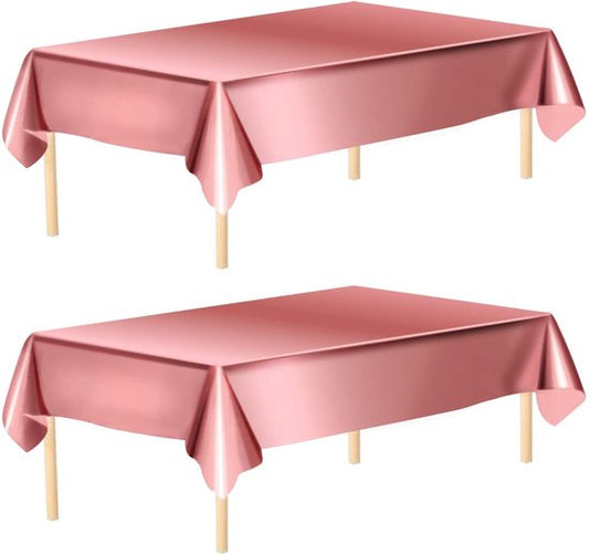 Partizzle 2 sets de nappes en plastique jetables or rose - Décorations pour anniversaires, mariages et fêtes de fin d'année - Décorations de fête - 274 x 137 cm