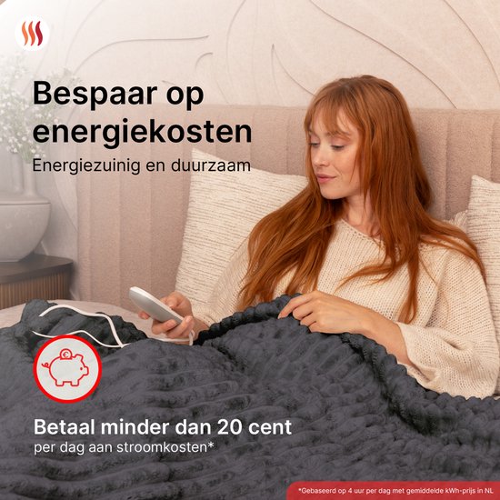 Seranova Couverture électrique XXL - Fils chauffants supplémentaires - Modèle rayé - 180x160 cm - Couverture chauffante pour 2 personnes - Polaire double face - Gris