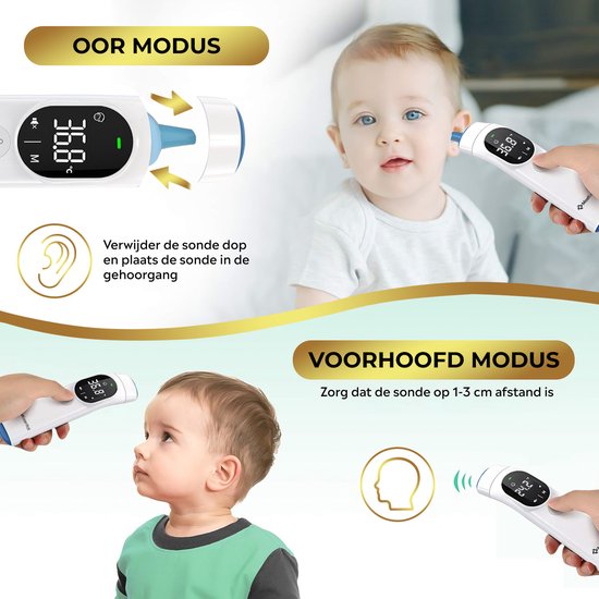 MostEssential Thermomètre infrarouge PRO Edition - Thermomètre auriculaire - Thermomètre de fièvre - Thermomètre frontal - Thermomètre corporel - Thermomètre de fièvre pour adultes, enfants et bébés - Sans contact - 20F