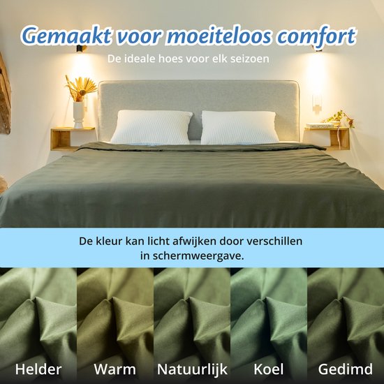 Housse pour la couverture d'aggravation d'Ella 200 x 200 CM - 11 KG & 13 KG - Housse en 100% coton biologique - Vert olive