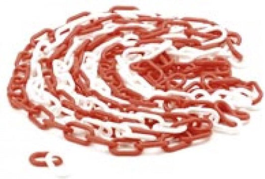 Perel Chaîne de barrières, pour délimiter les zones dangereuses et restreindre l'accès, utilisation intérieure et extérieure, plastique, rouge/blanc, 5 m, 6 mm