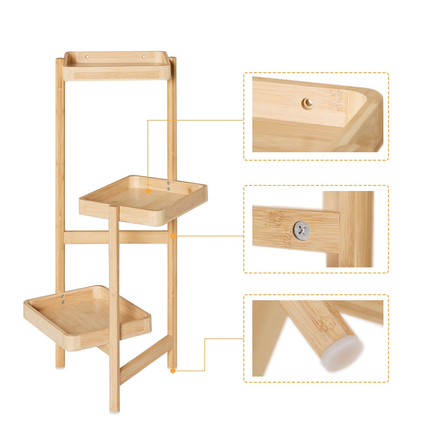 SoBuy STR12-N Support à plantes en bois à 3 étages - bambou naturel, 31 x 78 x 27 cm, pour 3 pots