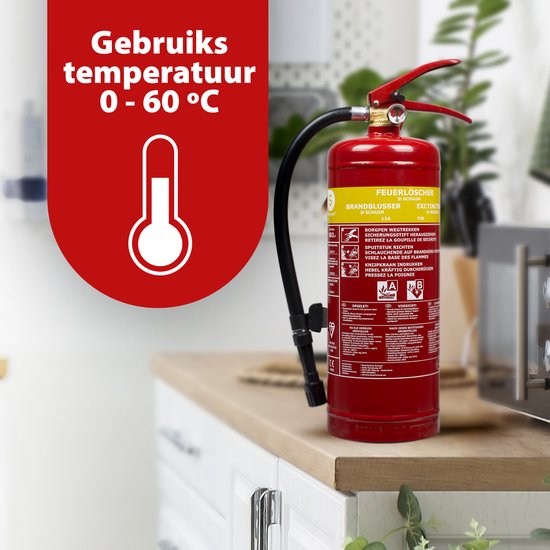 Smartwares FEX-15230 - Extincteur à mousse 3 L - Avec support de fixation - Classes d'incendie A et B - Certifié BSI