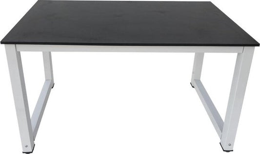 Bureau table informatique - table de cuisine - métal bois - 120 cm x 60 cm - blanc avec plateau noir