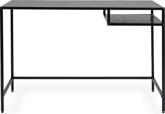 Lifa Living - Bureau industriel - Noir - Métal - MDF - avec base - Design épuré - 114 x 60 x 76 cm