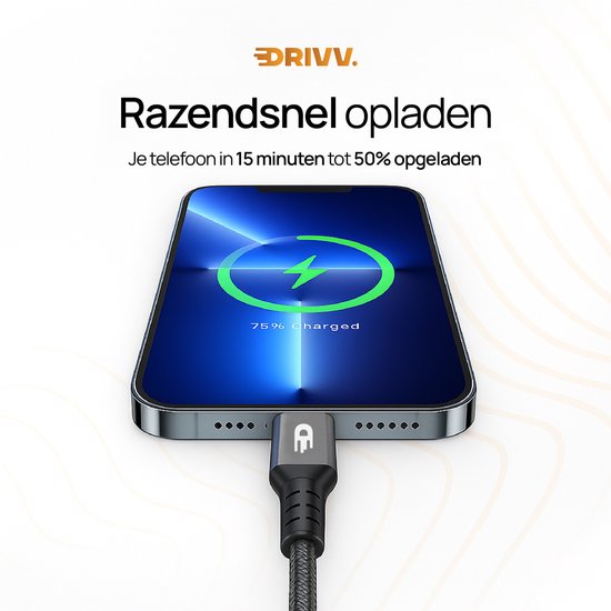Drivv. Câble USB-C vers USB-C 4.0 - Gen 3 - Charge rapide 240 W - 8K 60 Hz - 40 Gbps - 3 mètres - Nylon - Noir