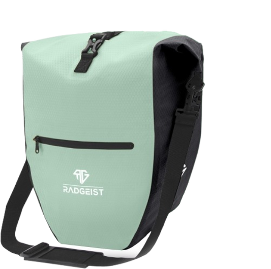 Radgeist Pannier Bag for Luggage Carrier 20L - Waterproof - Shoulder Bag - Mint Green - 47.1 x 37.3 x 6.2 cm