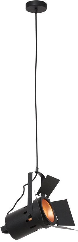 Suspension Carré 3379ZW – lampe industrielle noire, en acier, hauteur réglable de 30 à 150 cm, Mexlite