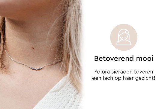 Yolora Dames Ketting met Kalpa Camaka Kristallen - Zilverkleurig - 18K Witgoud Verguld - Vrouwen Collier Zilver - Sieraden - Halsketting - Luxe Giftbox - Geschenkdoos - Cadeau doos - Exclusieve Geschenkverpakking - Mooie Cadeauverpakking