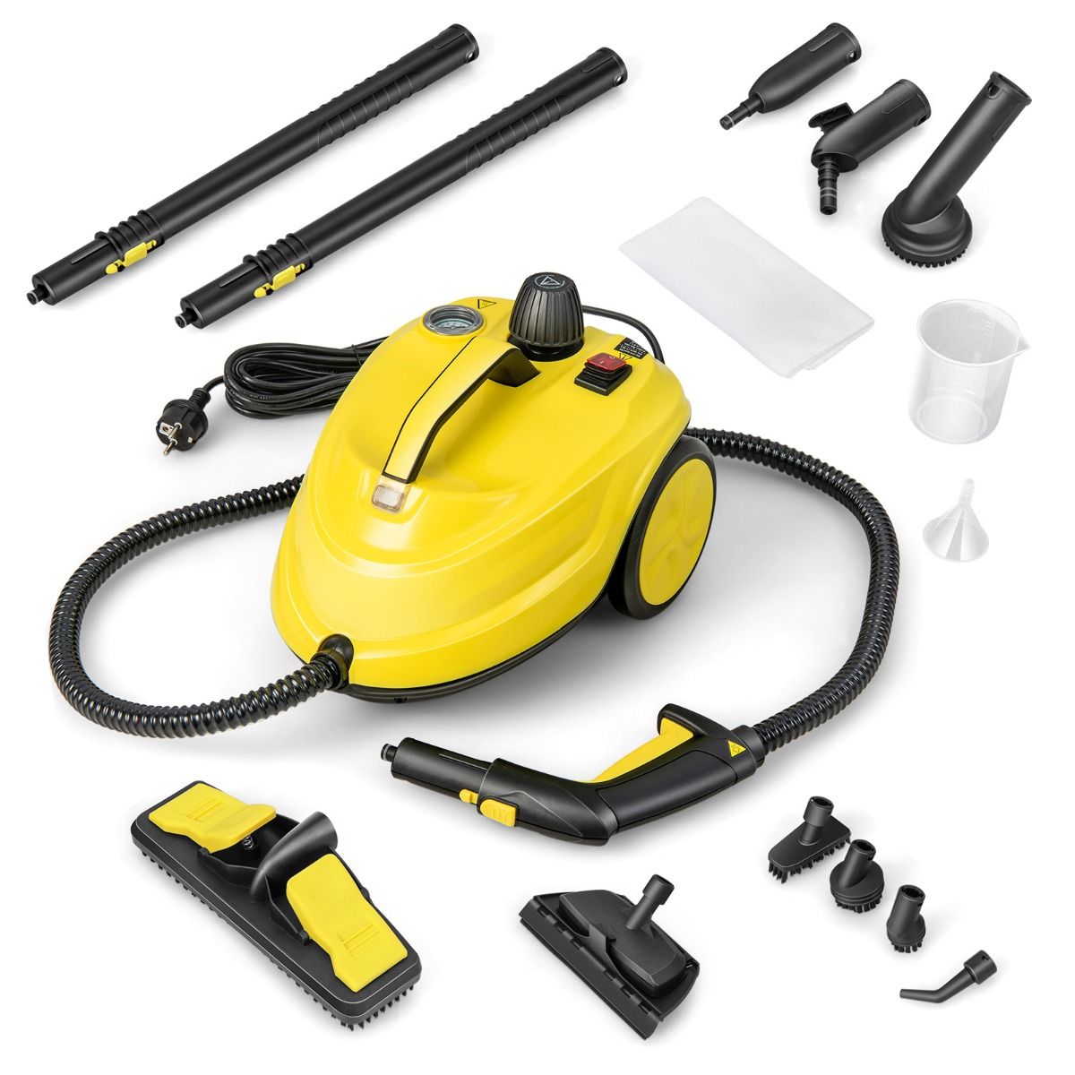 Coast Multifunction Steam Cleaner 2000W - 37x26x25 cm - Jaune - 1.8L Capacité d'eau - 13 Accessoires - Pour Tapis, Fenêtres et Sols