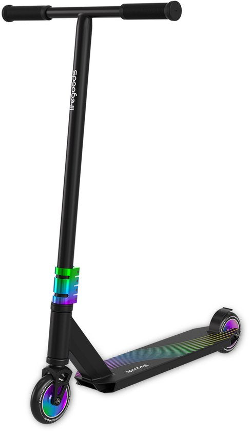 LifeGoods Stuntstep Pro X - T-Bar - HIC - Marchepied pour enfants - Garçons/Filles - 110mm - 100KG - Arc-en-ciel