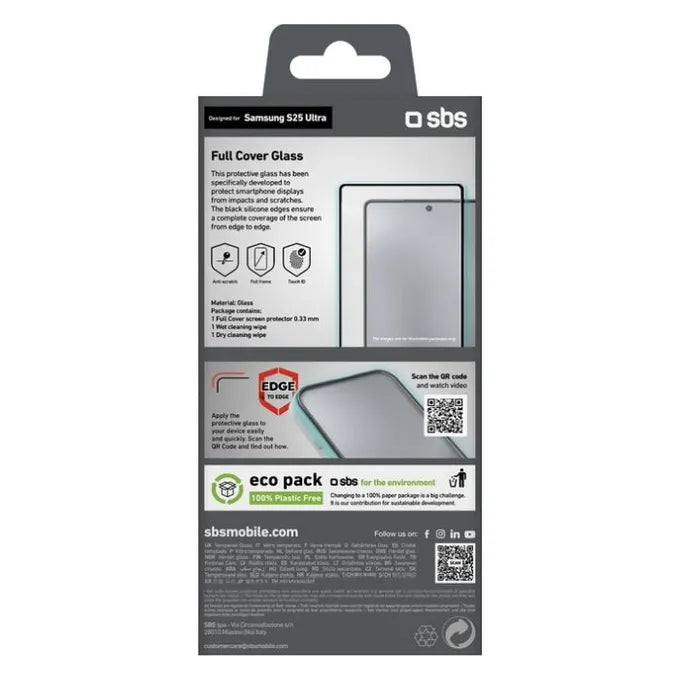 Protection d'écran SBS pour Samsung Galaxy S25 Ultra - Verre trempé - Résistant aux rayures