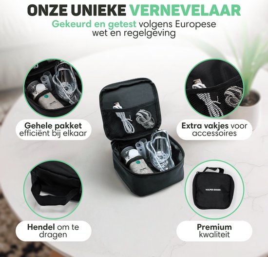 Vulpes Goods® HealthCare - Dispositif d'aérosol - Nébuliseur ultrasonique - Nébuliseur - Inhalateur pour enfants, adultes et bébés - Rechargeable - 2 modes - Aide à lutter contre les maladies des voies respiratoires - 4 buses et étui de voyage de luxe inc