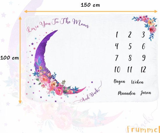 Couverture d'étape pour bébé 'Pink Moon' - Frummel - Cadeau de maternité - 100×150 cm - blanc