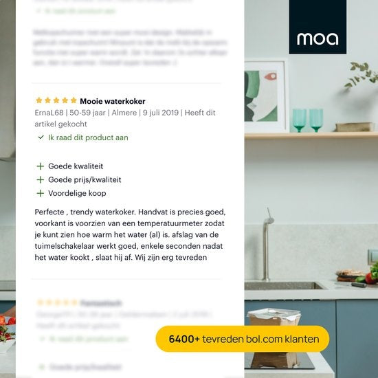 Bouilloire électrique - MOA Retro - 2200W – 1,8 L – Acier inoxydable – Crème pastel