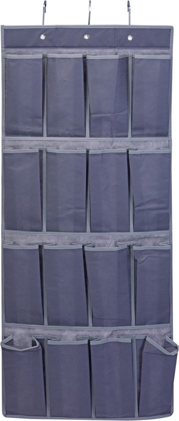 Storage Solutions Organiseur de porte/armoire - suspendu - 16 compartiments - gris anthracite - 45 x 110 cm