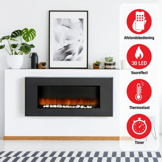 Classic Fire Atmosphere Fireplace Vancouver AJ145 - 2000 Watts - LED - avec télécommande