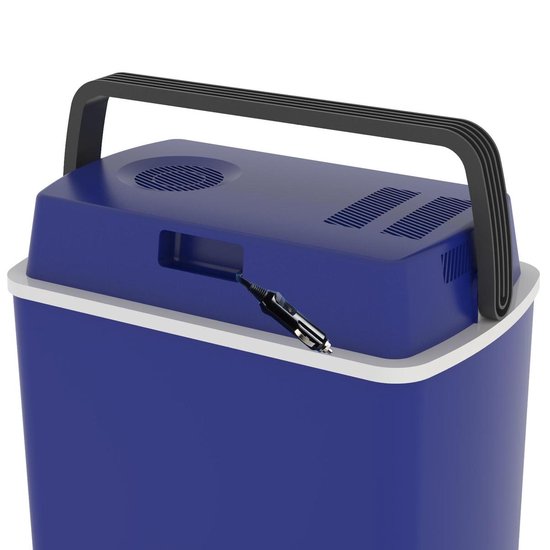 Campart Coolbox CB-8624 - Glacière 22 litres - Légère avec poignée - Système de refroidissement thermoélectrique - Avec prise 12V pour le voyage et la voiture - Convertible en prise 230V - Bleu