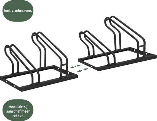 BRASQ Porte-vélos pour 2 vélos - Support pour vélos - Support pour vélos - Support pour vélos pour le sol Comprend le matériel de fixation - Noir