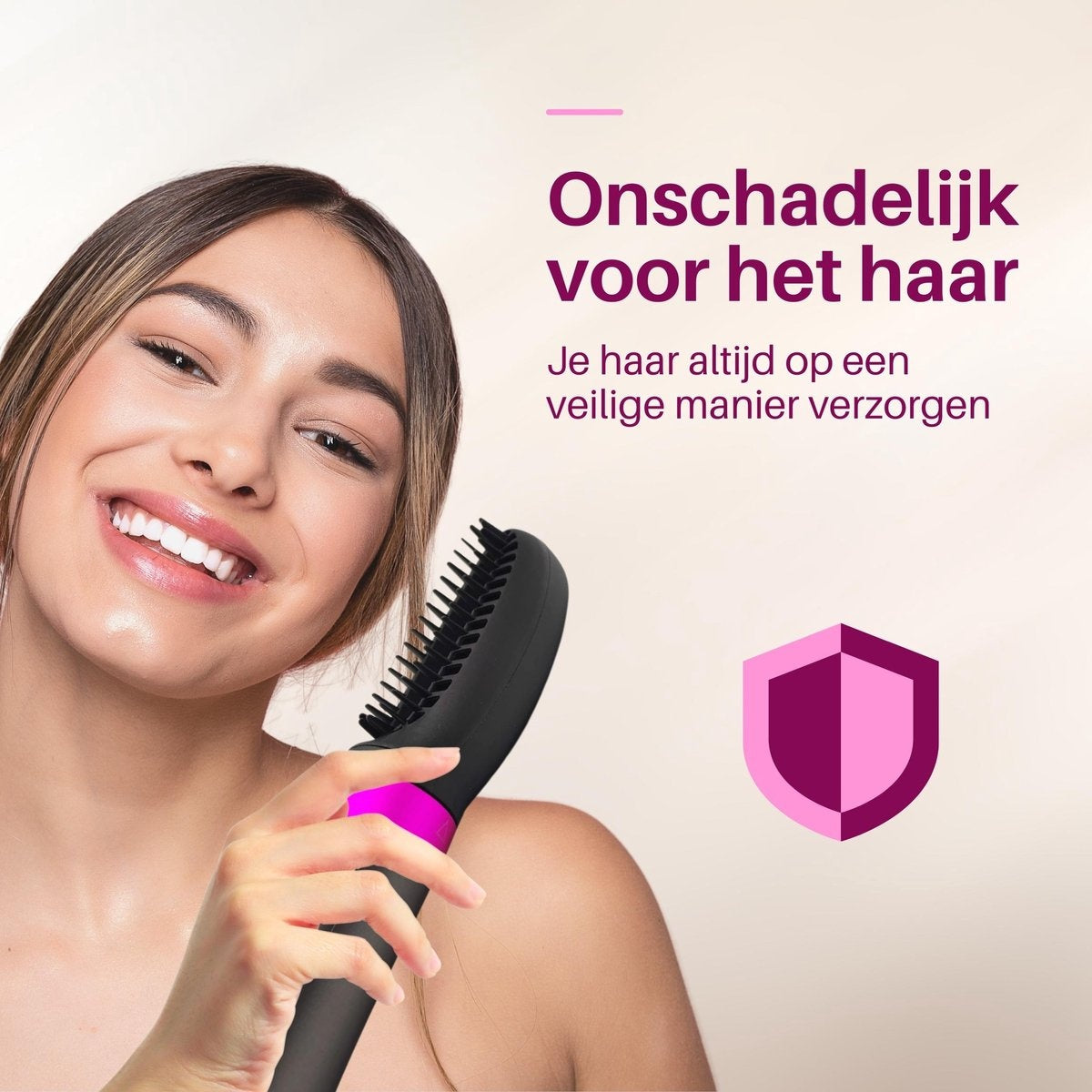 Fineza - Set de brosses pour sèche-cheveux - Noir/Rose