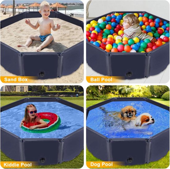 Piscine pliable pour chiens Yaheetech Ø 100 cm - PVC - Antidérapante - Avec brosse/4 rustines - Bleu