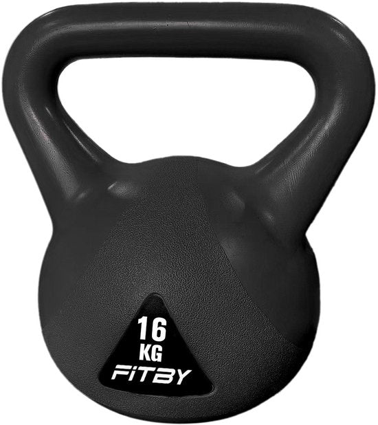 Fitby Kettlebell 16KG - Kettlebell - Fitness - Poids - Convient pour CrossFit & Fitness - Entraînement physique - Noir