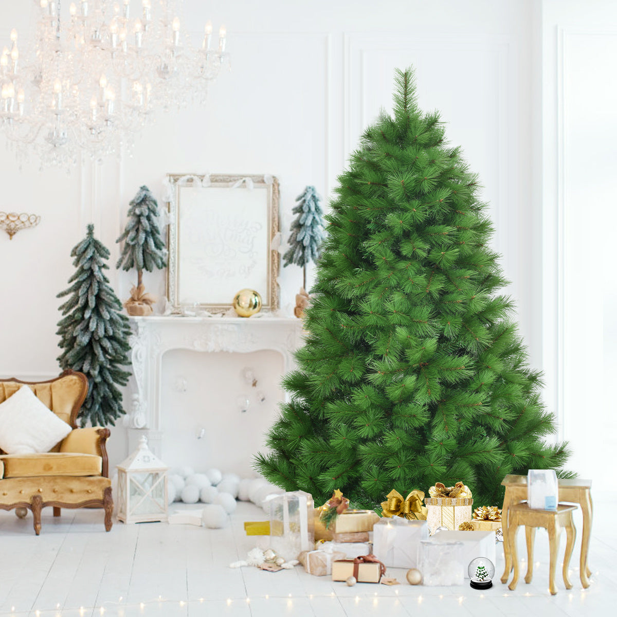 Coast Arbre de Noël artificiel 180 cm Arbre de Noël avec aiguilles en pvc Arbre artificiel avec support en métal vert