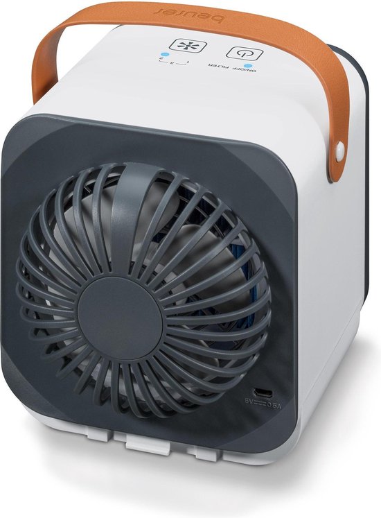 Beurer LV 50 Fresh Aircooler - Refroidisseur d'air et ventilateur de table - Compact - Portable - 3 vitesses - Avec bouteille et câble micro-USB - Garantie 3 ans - Blanc