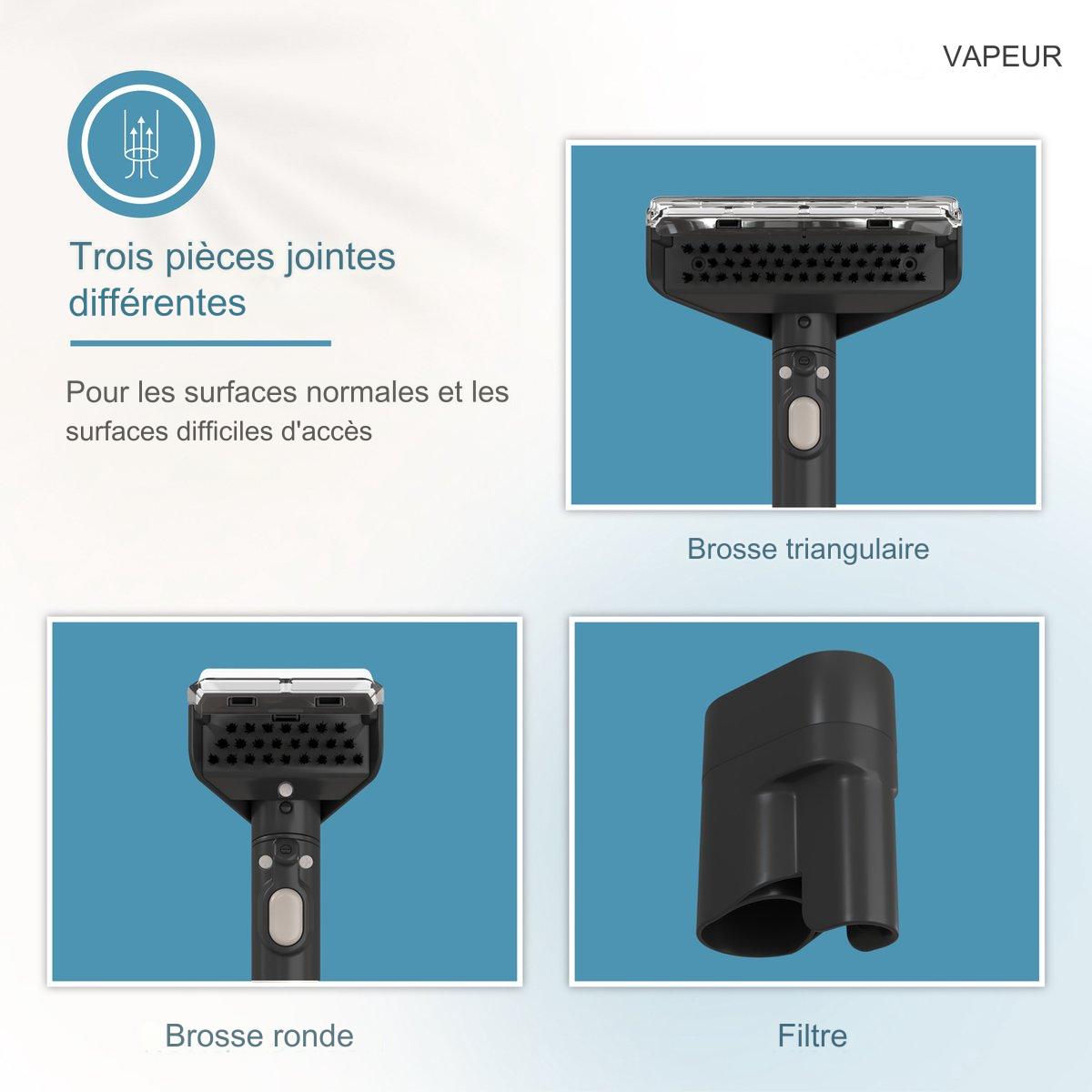 Nettoyeur multifonctions - Vapore - 1200W - Machine à nettoyer les tapis/canapés/meubles/sièges/taches portable - Noir