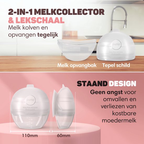 Vulpes Goods® Babycare - Leakshell - gobelet de recueil du lait maternel - gobelet de recueil du lait - gobelet portable - mains libres - recueil du lait maternel - leakshell - gobelet de recueil du lait maternel - sans BPA - gobelet de recueil 60ML