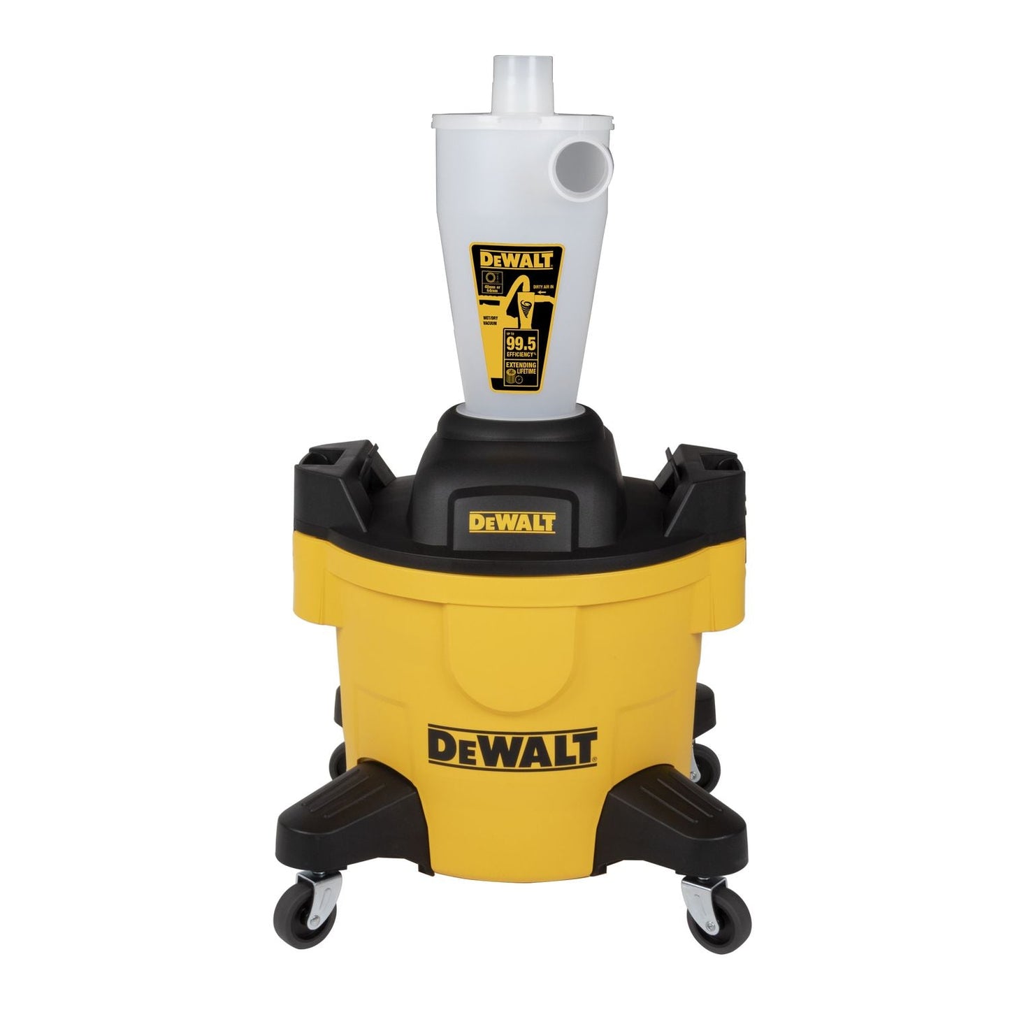 DeWALT DXVCS002 Pré-séparateur 23L - Polymère robuste, tuyau 48mm, longueur 2m, jaune