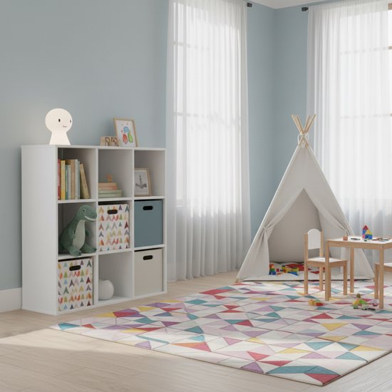 VDD – Armoire à compartiments avec 5 boîtes de rangement – Armoire murale – Armoire à compartiments blanche – Armoire à compartiments – Petite armoire murale – Armoires murales – Armoires murales pour le salon – 9 compartiments – Blanche
