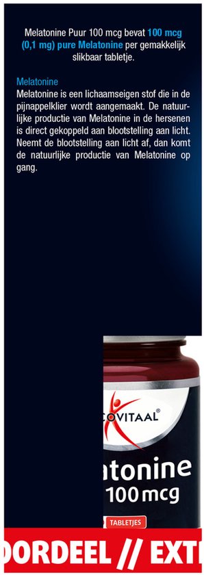 Lucovitaal Mélatonine pure 100 mcg Complément alimentaire - 2 x 500 comprimés