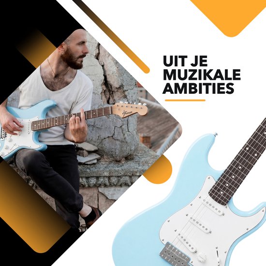 Guitare électrique Finesse avec ampli - avec cours vidéo - Guitare - Adultes - Enfants - Bleu