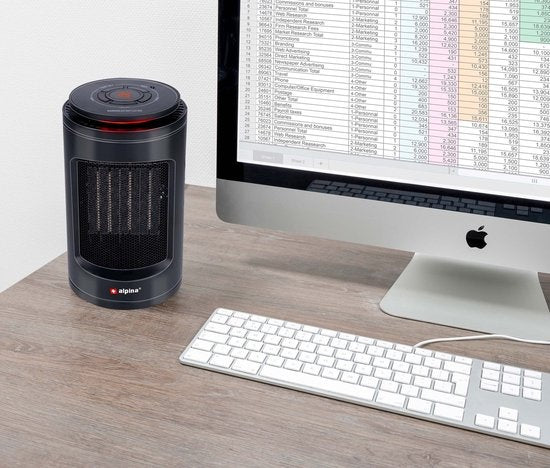 alpina Réchaud électrique - Chauffage - Portable et compact - Air chaud et froid - Minuterie - Thermostat digital - Noir