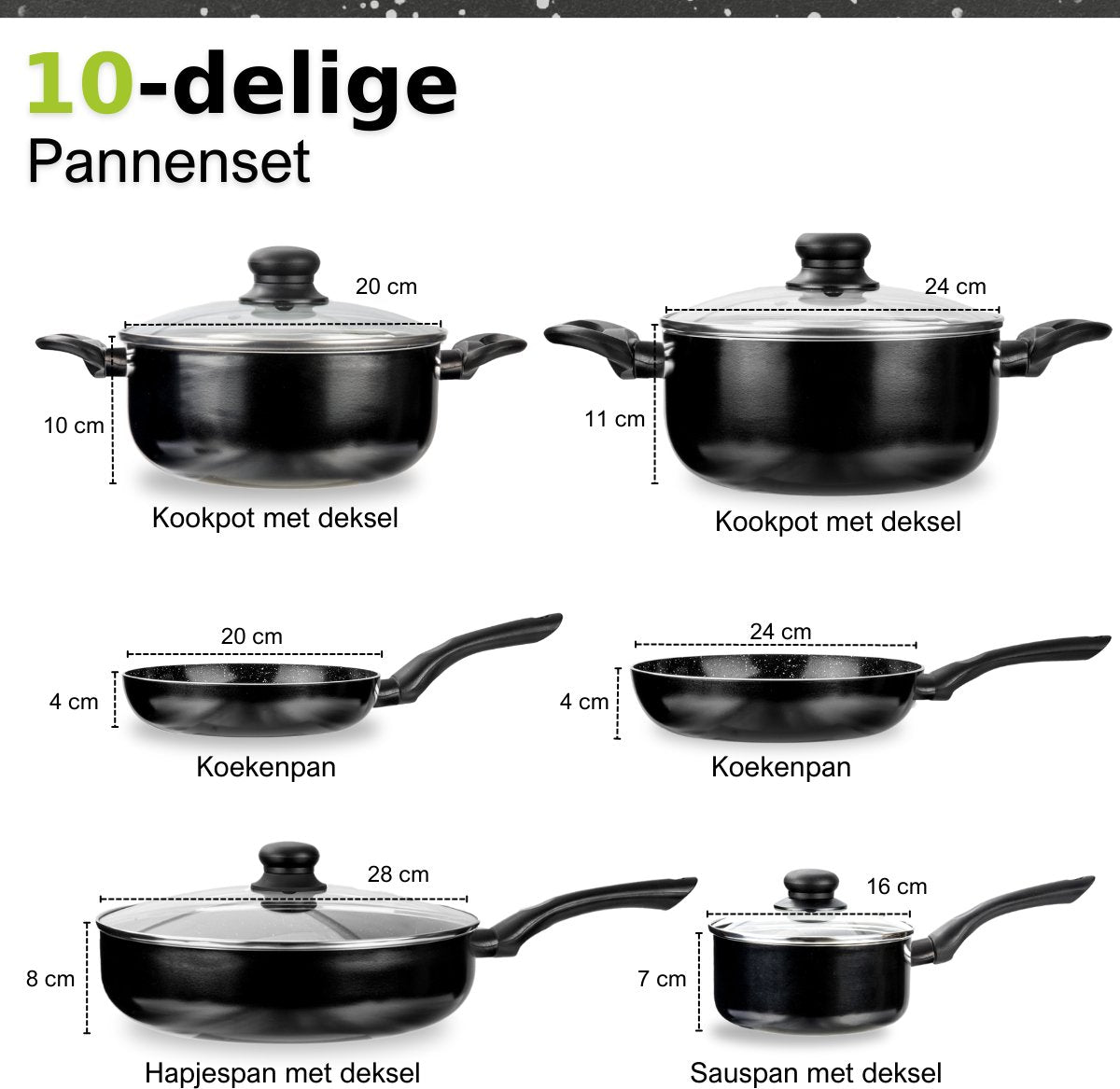 CeraFusion Ceramic Pans Set 10-Piece - Set with Frying Pans, Saucepan, Cooking Pots - Induction Pans - Pansets Aluminium