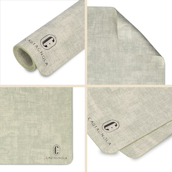 Sets de table Castagnola aspect cuir - Sets de table antidérapants en cuir artificiel - Sous-verre hydrofuge - Sous-verre - Sets de table en plastique - 6 pièces - 45 x 30 cm - Vert Mélange
