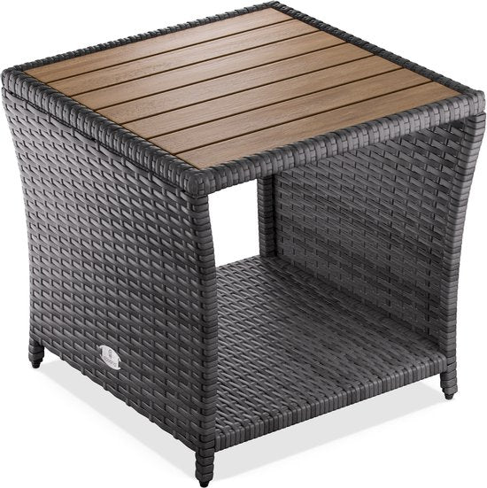Table d'appoint Casaria - Polyrattan Square 45x45x40cm - Gris