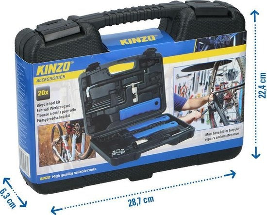 Kinzo Bicycle Repair Kit - 20-Piece - in Handy Case (Kit de réparation de bicyclette Kinzo - 20 pièces - dans une mallette pratique)