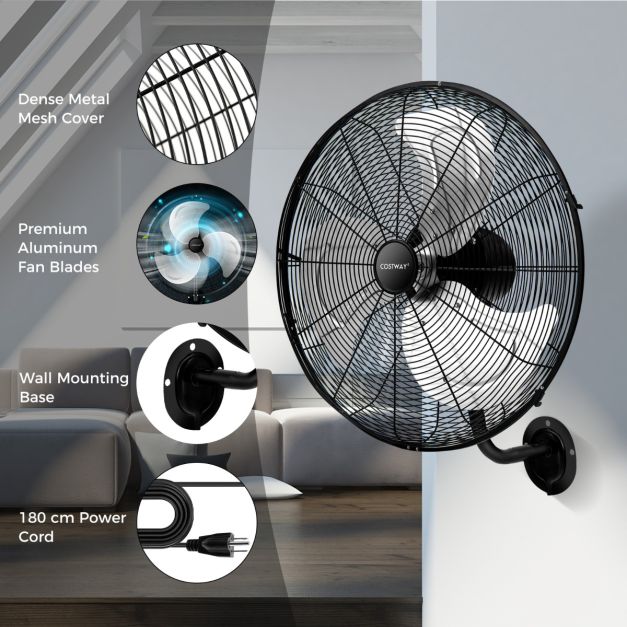 Coast Fan - Ø56 cm - Oscillant - 1300 RPM - 3 niveaux - 56 x 42 x 68 cm - Noir