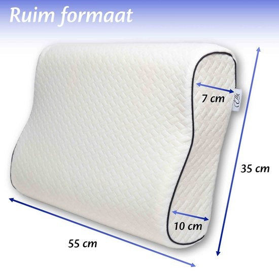 Ella® Oreiller orthopédique contre les douleurs cervicales - Oreiller ergonomique en mousse à mémoire de forme - 40x60cm