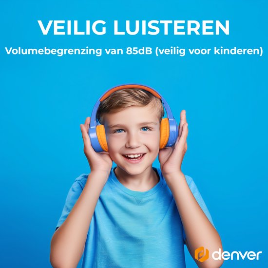 Casque Denver Kids - Bluetooth - Sans fil - Jusqu'à 85db - Casque Kids - Microphone intégré - BTH107BU