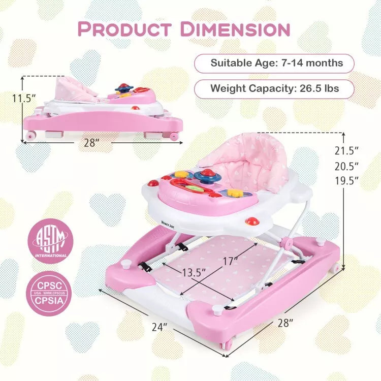 Poussette Coast Baby - Pliable - 6 x 1 - Hauteur réglable - 71 x 61 x 50 cm - Rose