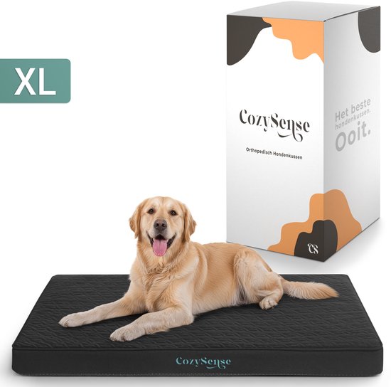 CozySense® - Coussin orthopédique pour chien 100 X 70 cm - Taille XL - Imperméable - Convient comme coussin de banc et lit pour chien - Noir