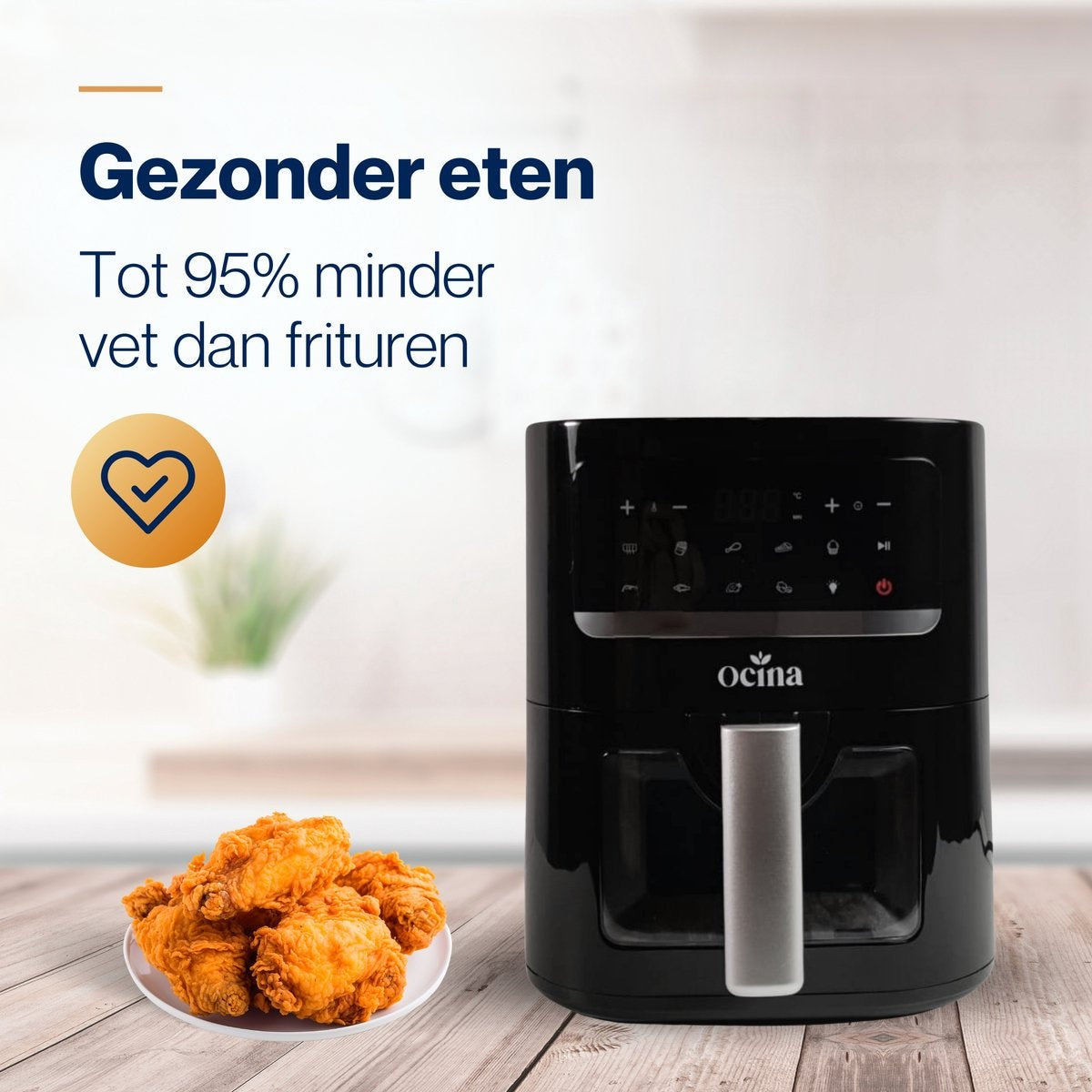 Ocina Airfryer - Friteuse à air chaud - 1600W - 4.5L - Affichage digital - Noir