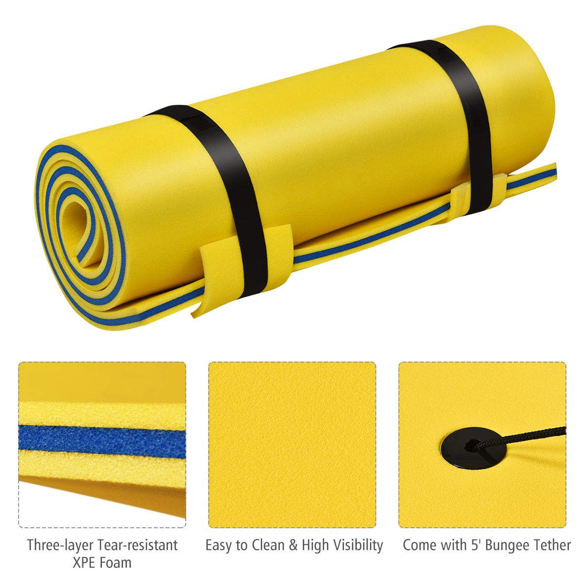Coast Watermat Tapis flottant en mousse XPE - 220 x 90 x 4 cm - Jaune