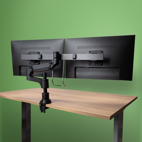 R-Go Tools Smartbar R-Go Caparo bras pour moniteur, avec vérin à gaz pour deux écrans, capacité de charge 3-9 kg, 100% circulaire, noir