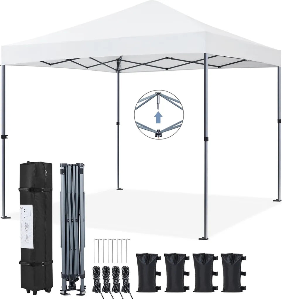 Tente de fête pliable Yaheetech 3 x 3 m - Blanche - Pavillon pop-up avec protection UV50+