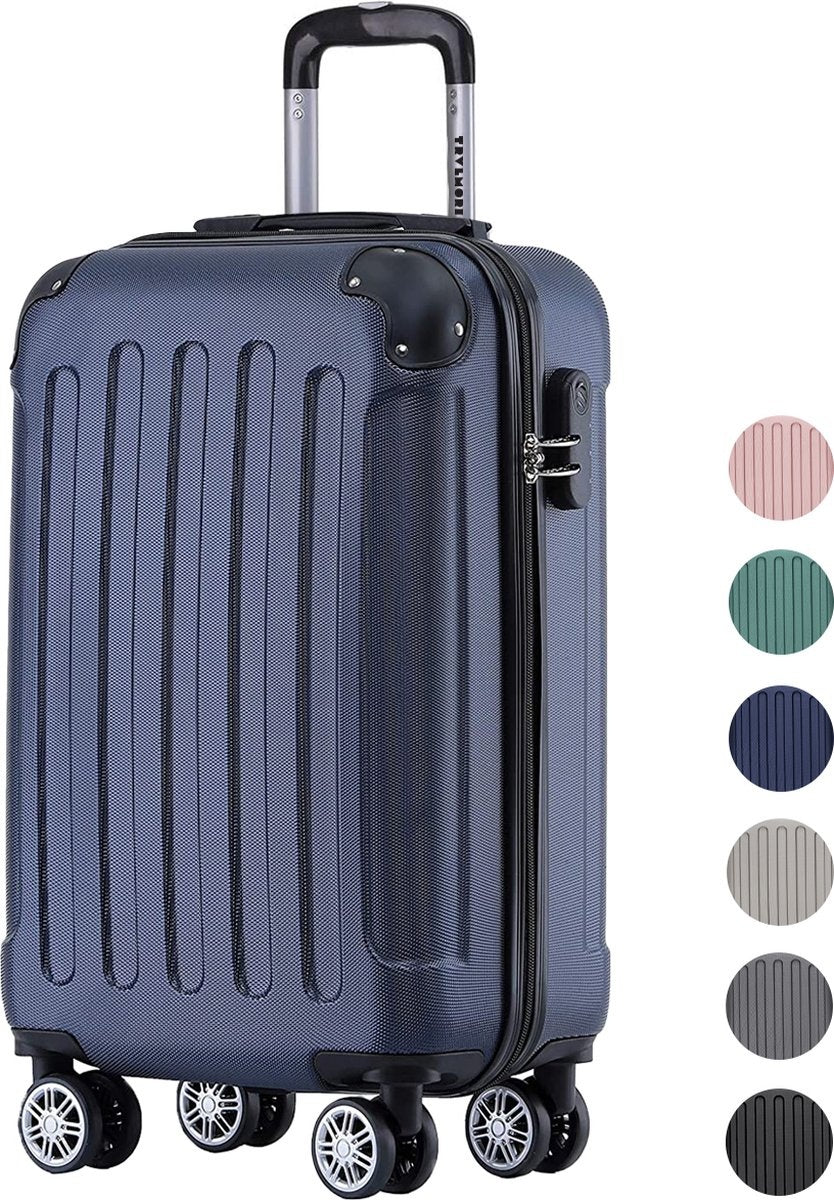TRVLMORE Bagage à main Valise à roulettes - Serrure numérique - 54x36x20cm - 38L - Bleu foncé
