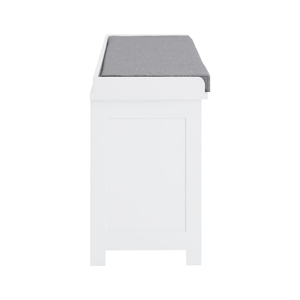 SoBuy FSR184-W - Banc à chaussures élégant avec coussin de siège et 2 rabats - compact et confortable